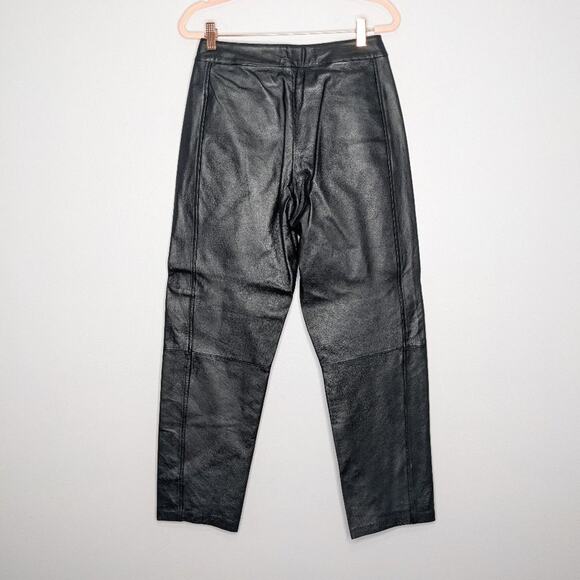 Bagatelle Vintage Black Leather Pants Relaxed Fit High Waist Size 4P - Picture 3 of 8